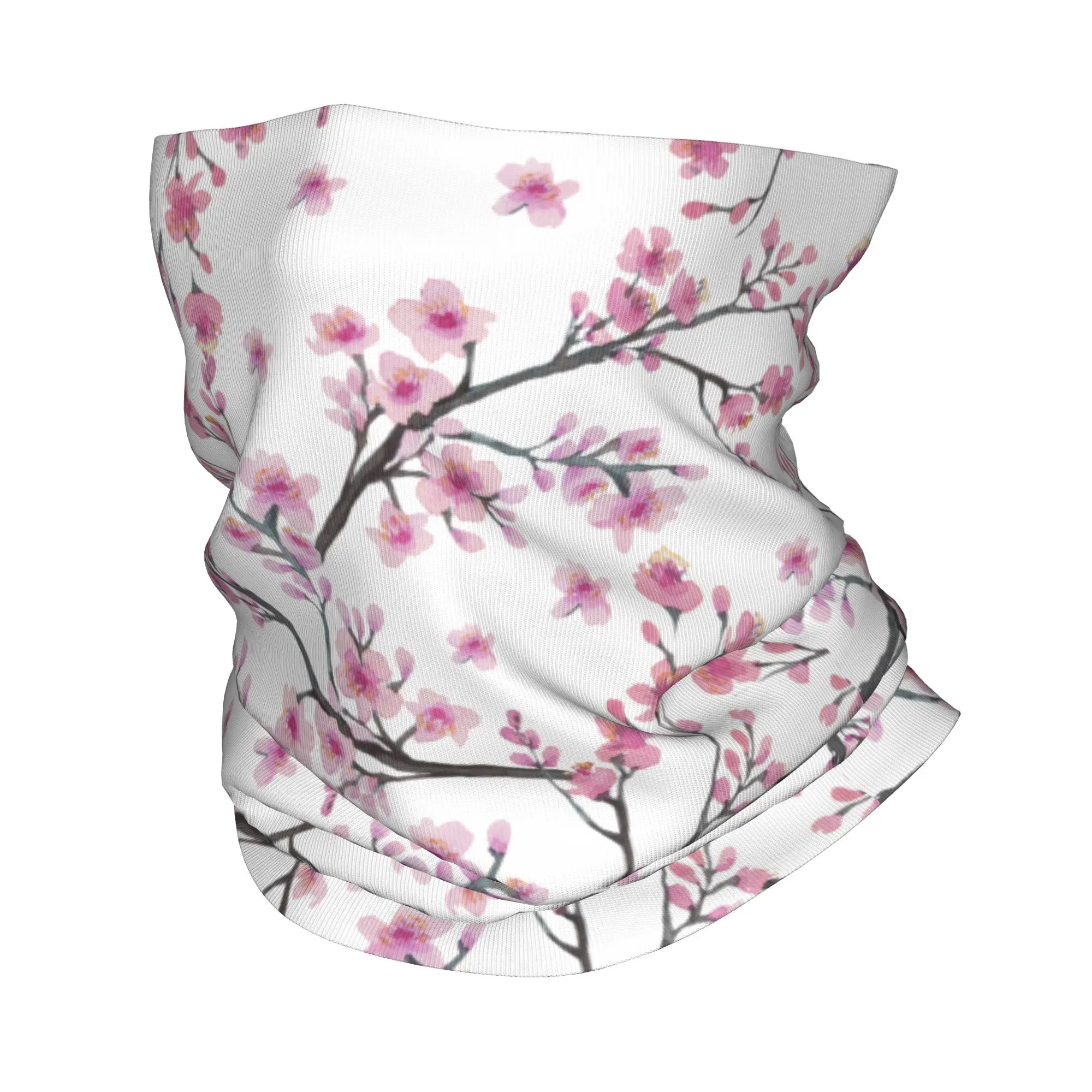 Japan Sakura Cherry Blossoms with A Red Rising Sun Bandana Neck Gaiter Windproof Face Scarf Cover Flower Headband Tube Balaclava