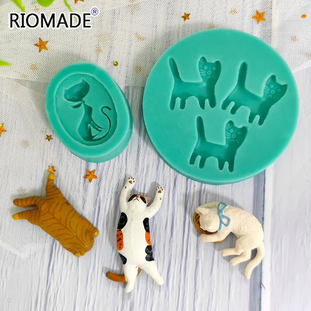 Cat Silicone Mold Cute Kitten Styles Baking Fondant Cake Decorating Tools Chocolate Sugar Cupcake DIY Kitchen Baking Mould