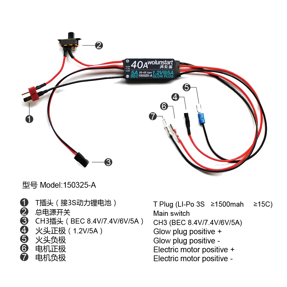 wolunstart Remote Start Electric Starter 150325-A Compatible with Traxxas 3.3  ez Start