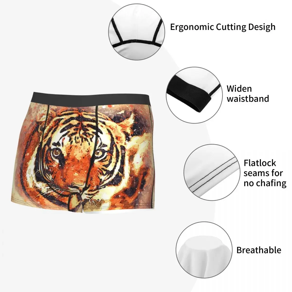 Tijger Aquarel Mannen Boxer Slips Wilde Dieren Zeer Ademend Ondergoed Hoge Kwaliteit Print Shorts Cadeau Idee