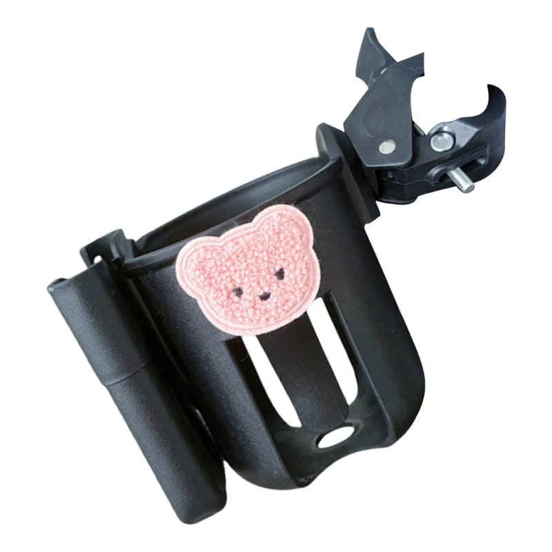 Pram Cup Mount Stand with Phone Holder Pushchair Cup Holder Bear Pattern Rotating Wheelchair Drink Cups Bracket