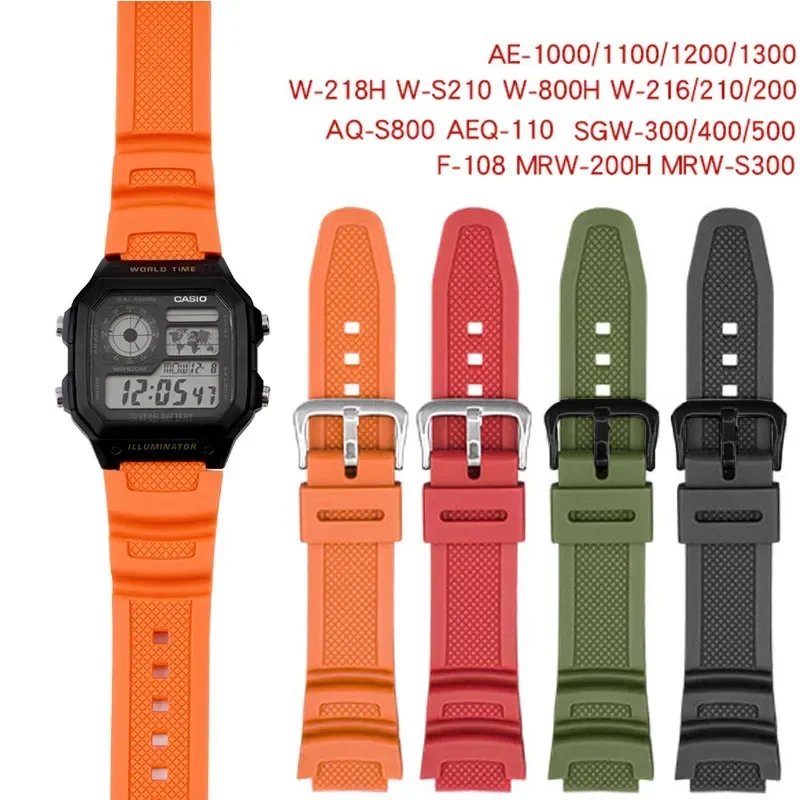 Strap for Casio AE-1000W 1200 AQ-S810W/S800W SGW-400H/500H/800H W-735H 216H AEQ-110W Men Silicone Rubber Watch Band Bracelet