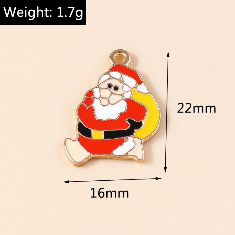 10 stücke Emaille Weihnachten Charme Lebkuchen mann Schneeflocke Schneemann Santa Anhänger für DIY Halskette Ohrring Schmuck Herstellung Zubehör – Detail 14