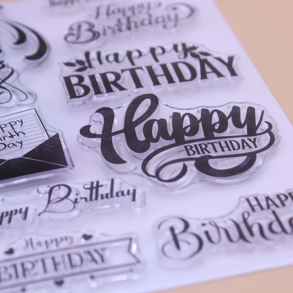 Alinacutle CLEAR STAMPS Birthday Wishes Scrapbooking Handmade Card Album Paper Craft Rubber Transparent Silicon Stamp