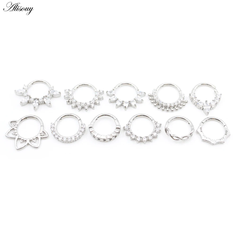 1Piece Cute Heart Eye Zircon Nose Ring Daith Stainless Steel Ear Captive Tragus Cartilage Helix Hoop Earring Piercing Jewelry