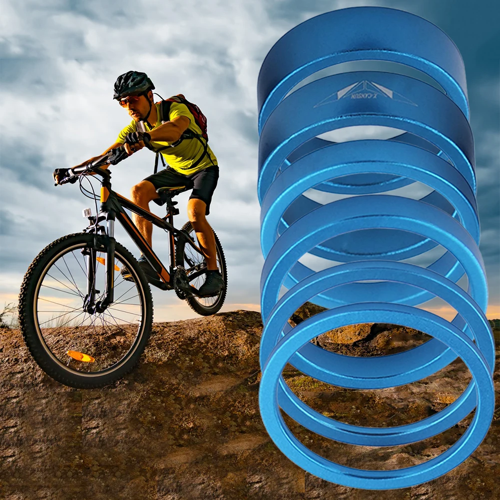 6Pcs Bike Fork Washer Set 2/5/10mm Bicycle Headset Spacer Bicycle Washer Spacing Pad Aluminum Alloy for 28.6mm Front Fork Bike
