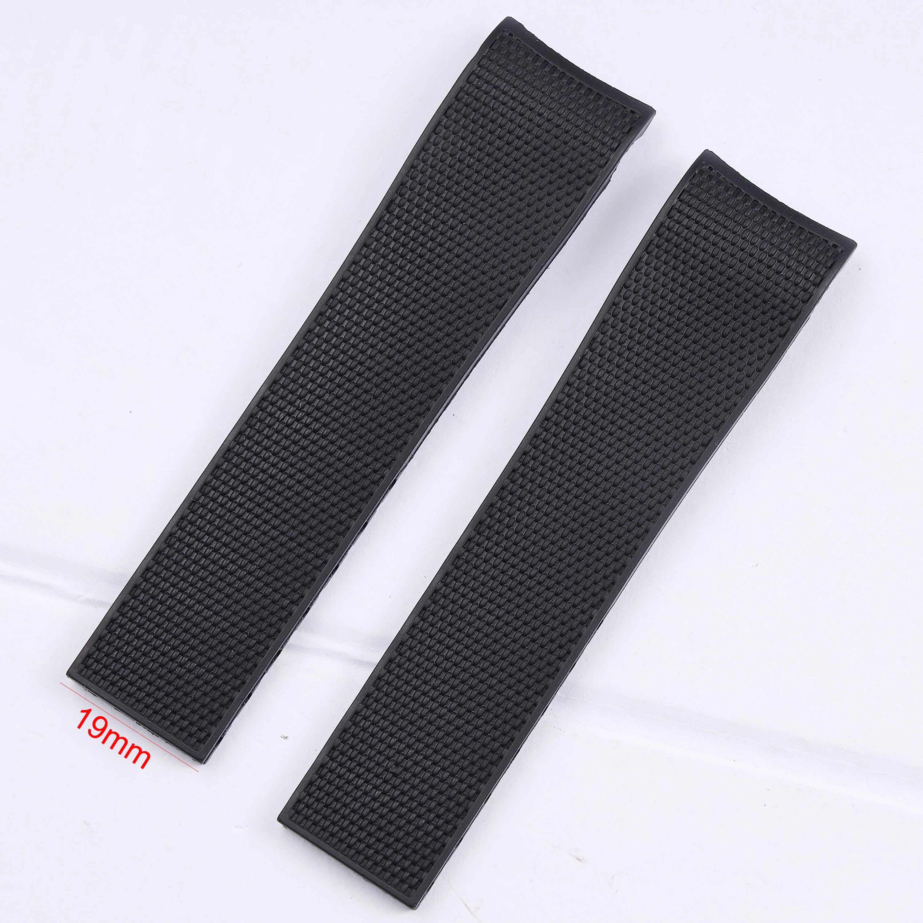 19mm 20mm 21mm Curved End Rubber Silicone Watchband for Longines Conquest HydroConquest L3.782 VHP Strap Black Soft Watch Band