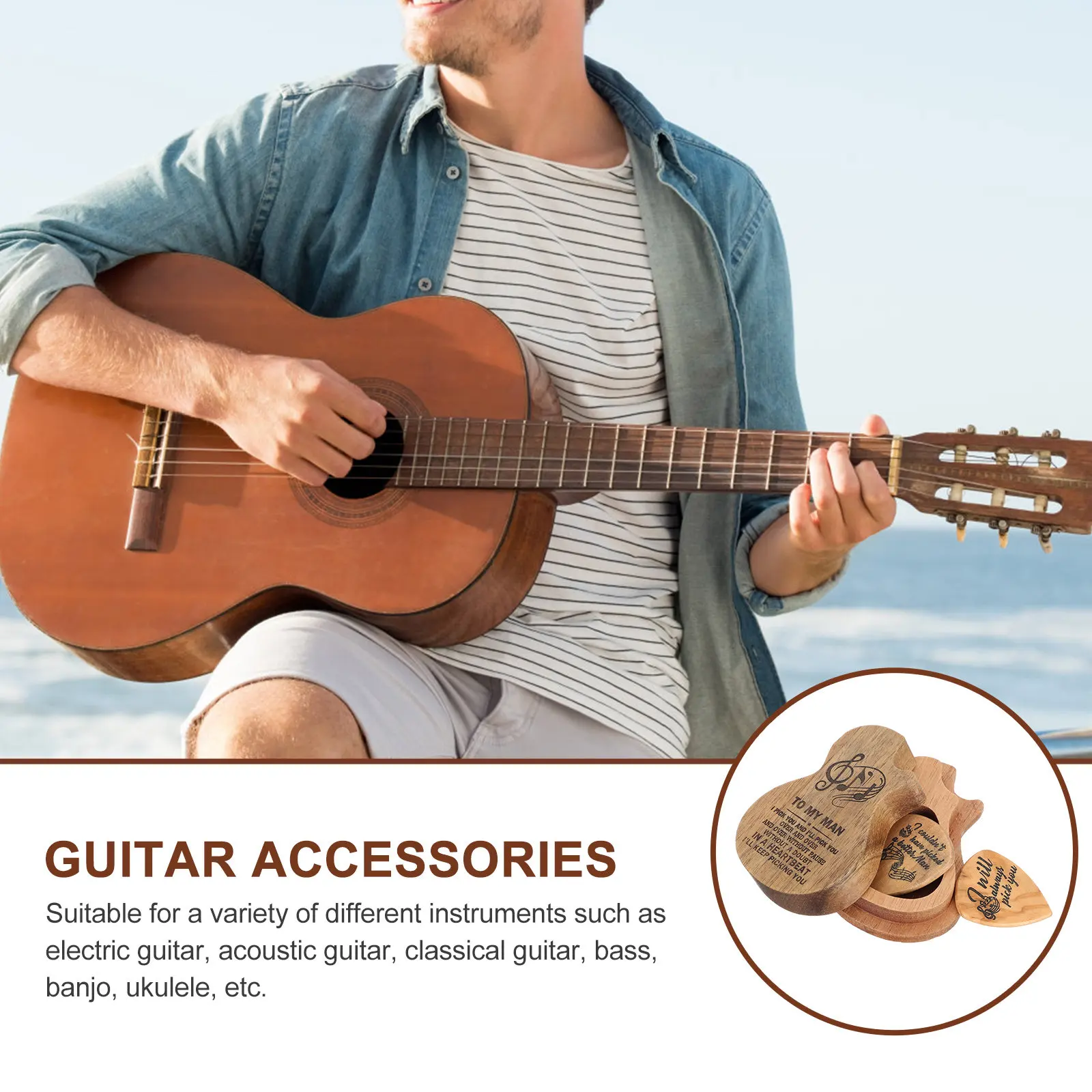 

Набор из 1-го деревянного органайзера для гитарных медиаторов: высококачественный, безопасный, с гладкой поверхностью, чехол для хранения и переноски, аксессуар