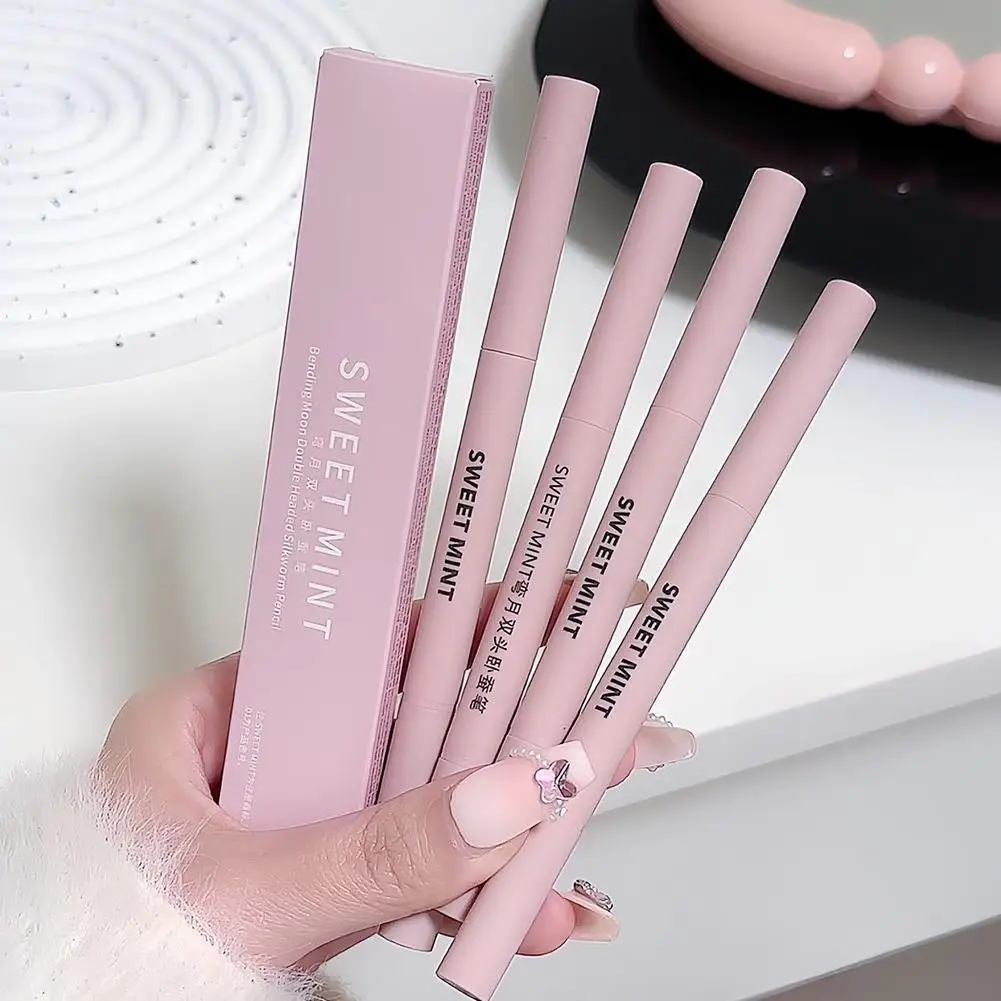 多機能ダブルエンド横たわっているカイコ鉛筆ハイライターメイクアップペンヌード液体輪郭ライナーアイブライトナーメイクアップスティック