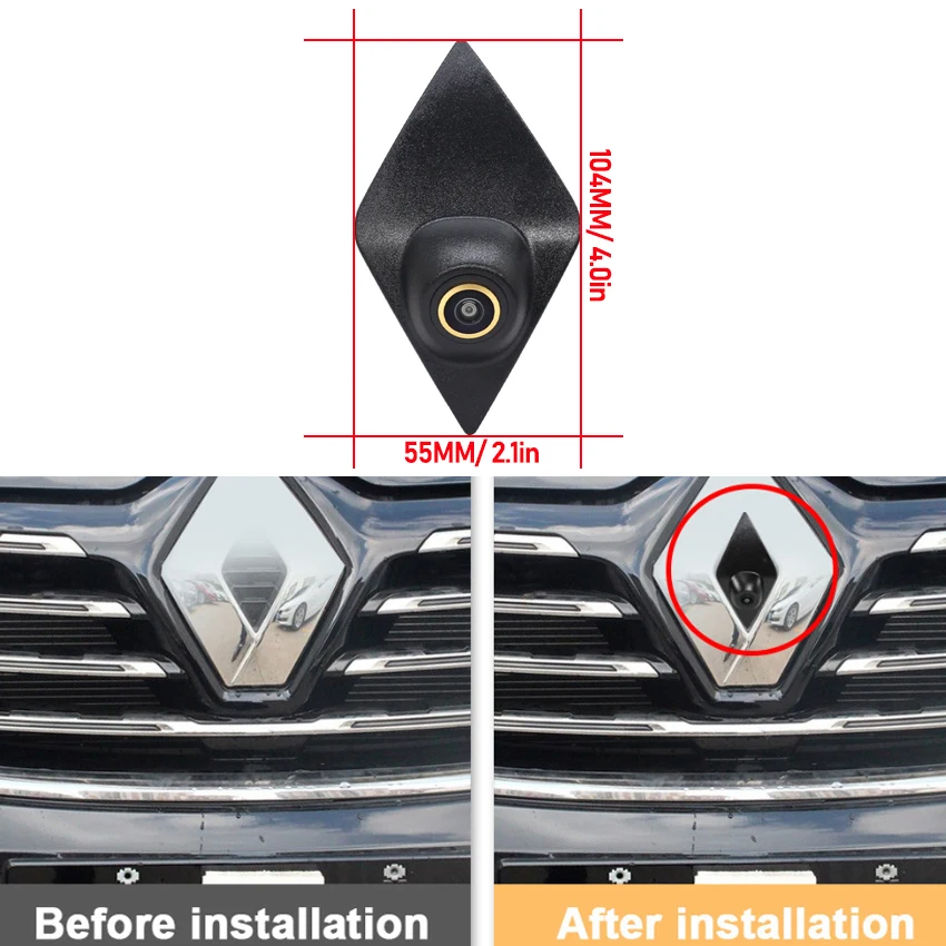 AHD 1080P 170° Car Front View Camera For Renault Megane 2 Clio 4 RS Master 3 Kadjar Scenic Twingo Fluence Captur Trafic Fisheye - view 3