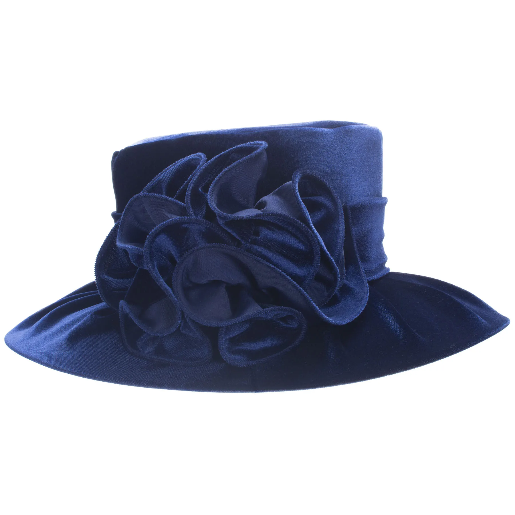 Lawliet Winter Sun HatWomen Fedora Elegant  Solid Velvet Flower Trim Ladies Hat Winter Women Wedding Dress Church Hat A389