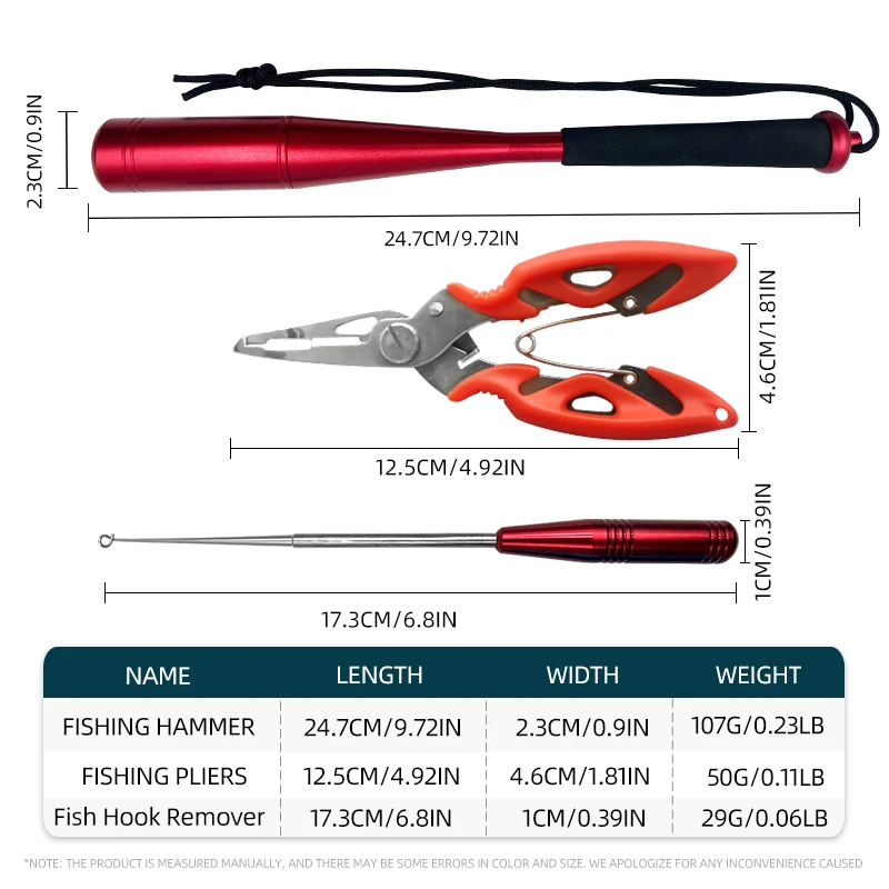ShareShark Fishing Tool Set Includes Aluminum Alloy Fish Knocking Stick, Hook Remover, Pliers, Sea Fishing Accessories