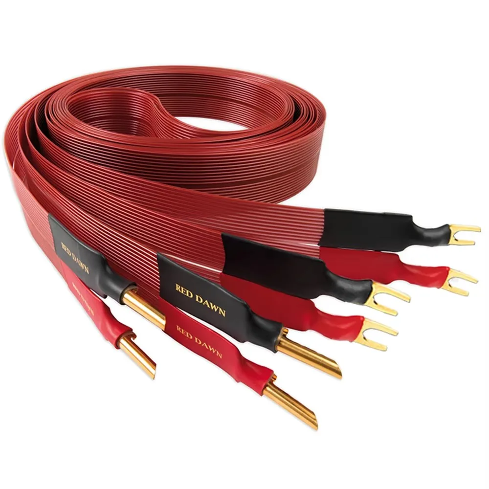 Red Dawn Speaker Cable Flatline Loudspeaker Cable Silver-plated 99.9999% OFC Audiophile Hifi Audio Cable Amplifier