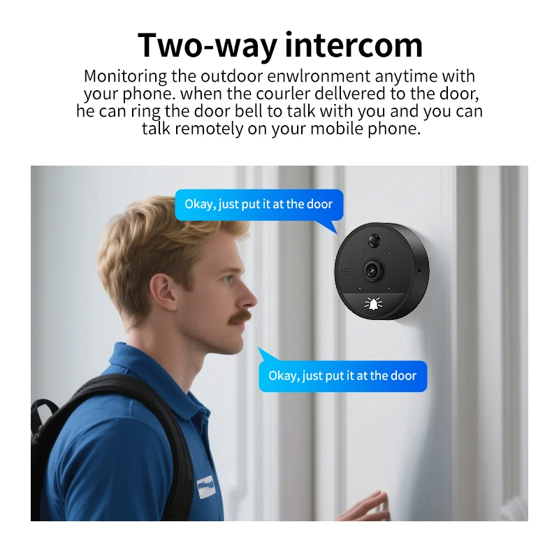 

2MP 1080P Visual Doorbell Peephole Camera Danmini S32 Wifi Digital Cat Eye Outdoor Monitor 145° Wide Angle PIR Door Viewer