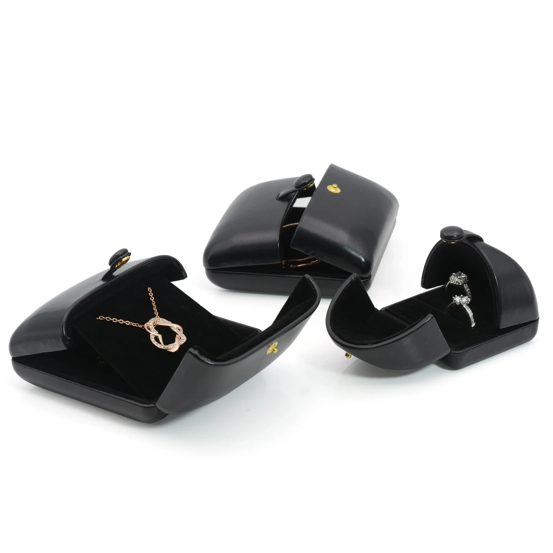 Black Pu Leather Jewelry Box Ring Necklace Bracelet Earrings Jewelry Storage Display Box Room Decor Interior Accessories Gift