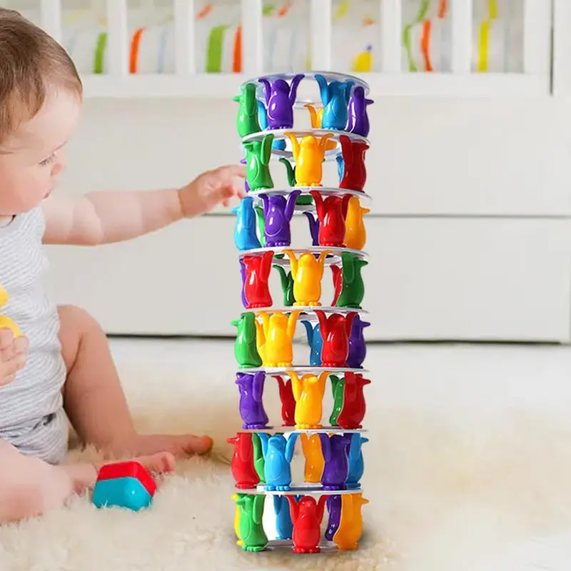 Gioco di equilibrio del pinguino Innovativo pinguino Torre impilabile Abilità motorie fini Giochi di apprendimento Attività di bilanciamento educativo Giocattolo per