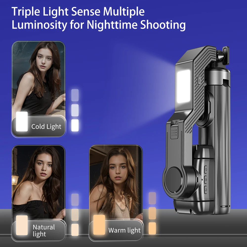 

Стабилизатор карданного подвеса Q31, одноосный ручной штатив для селфи-палки с автоматическим отслеживанием лица и заполняющим светом для мобильного телефона