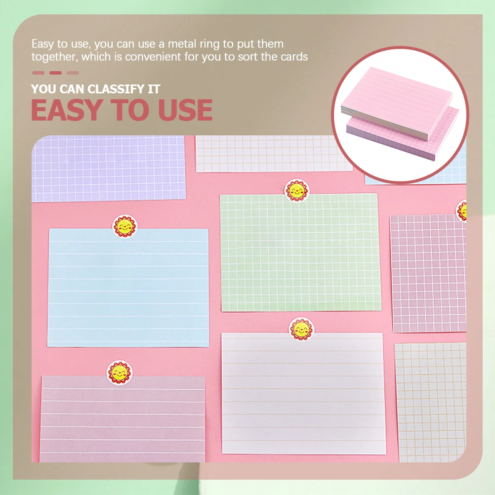 

150 pcs Cards Note Study Index Cards Flashcards Ruled Lined Memo Grid Student Teacher Random Colors Smooth Writing