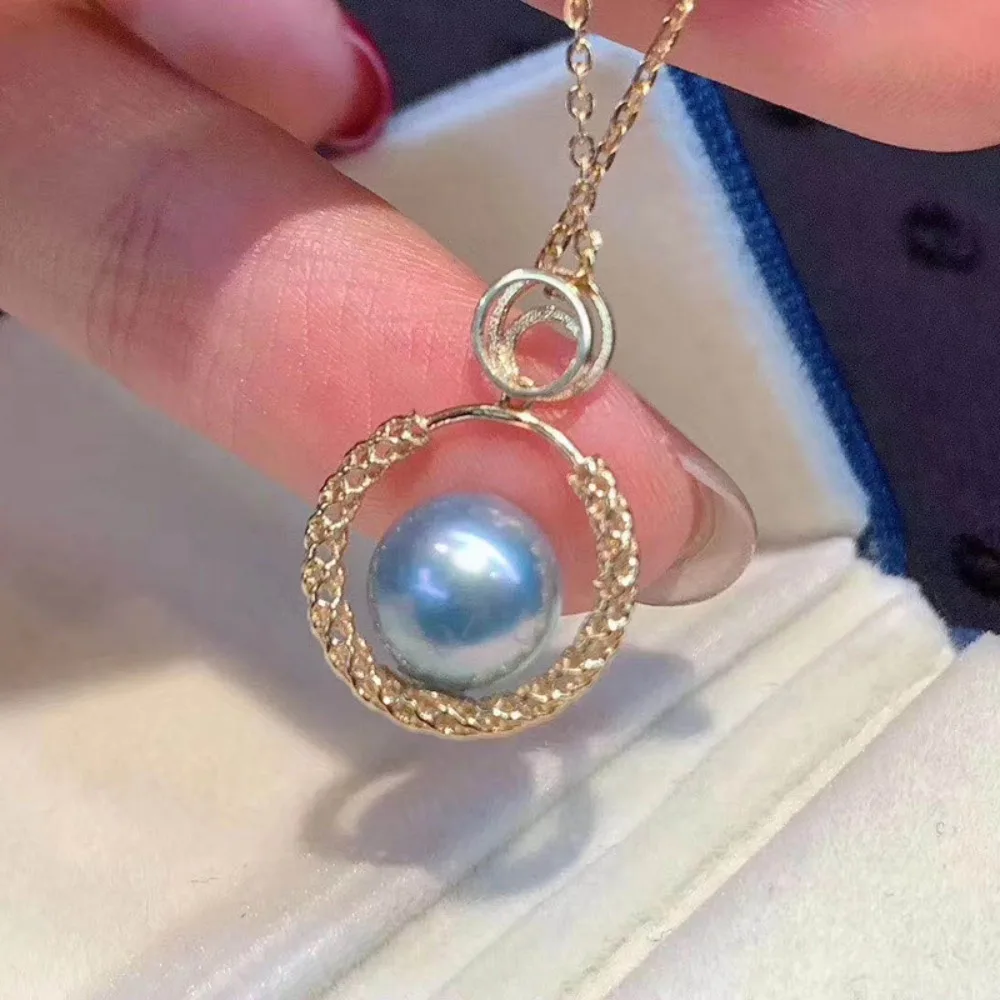 

5pcs DIY Pearl Accessories 925 Silver Pearl Pendant Empty Holder Gold Necklace Pendant Holder Female with 8-10mm Round Flat Bead