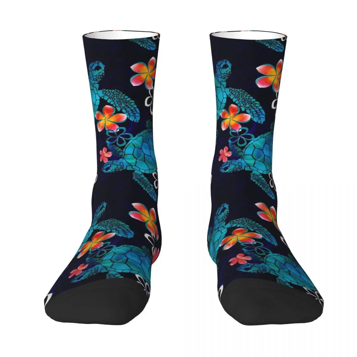 Sea Turtle Stockings Women Men Flowers Print Socks Soft Funny Socks Winter Cycling Anti Bacterial Design Socks Birthday Present