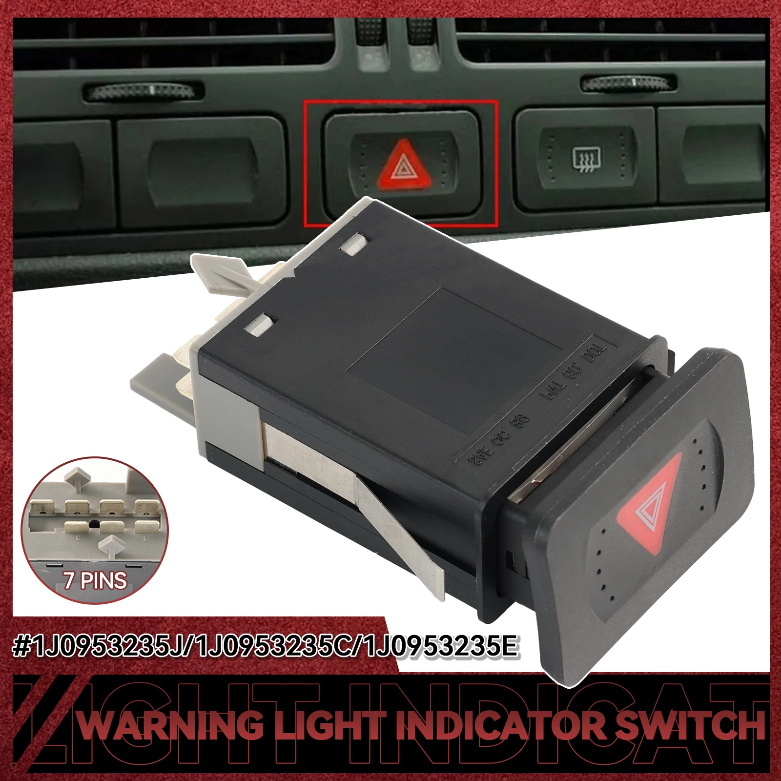 1J0953235J 1J0953235C Car Hazard Warning Light Emergency Flash Switch Button For VW Golf Jetta Bora Mk4 1998-2006
