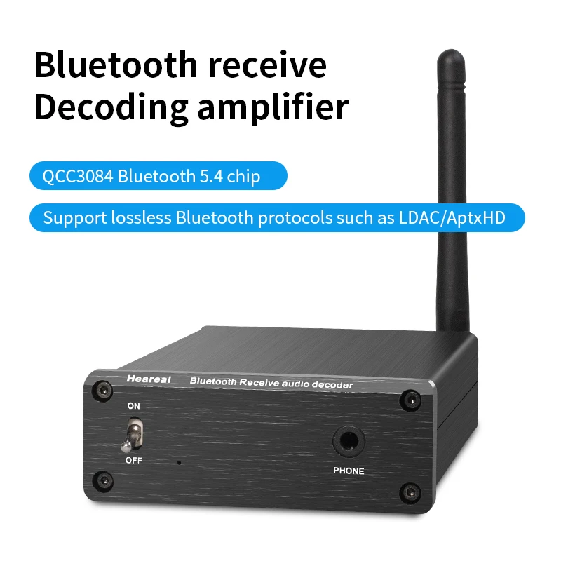 

Bluetooth5.4 Receiver with LDAC, Lossless Wireless Audio Adapter, AUX/RCA Out, HiFi Decoder for Home Theater Amp and Speakers