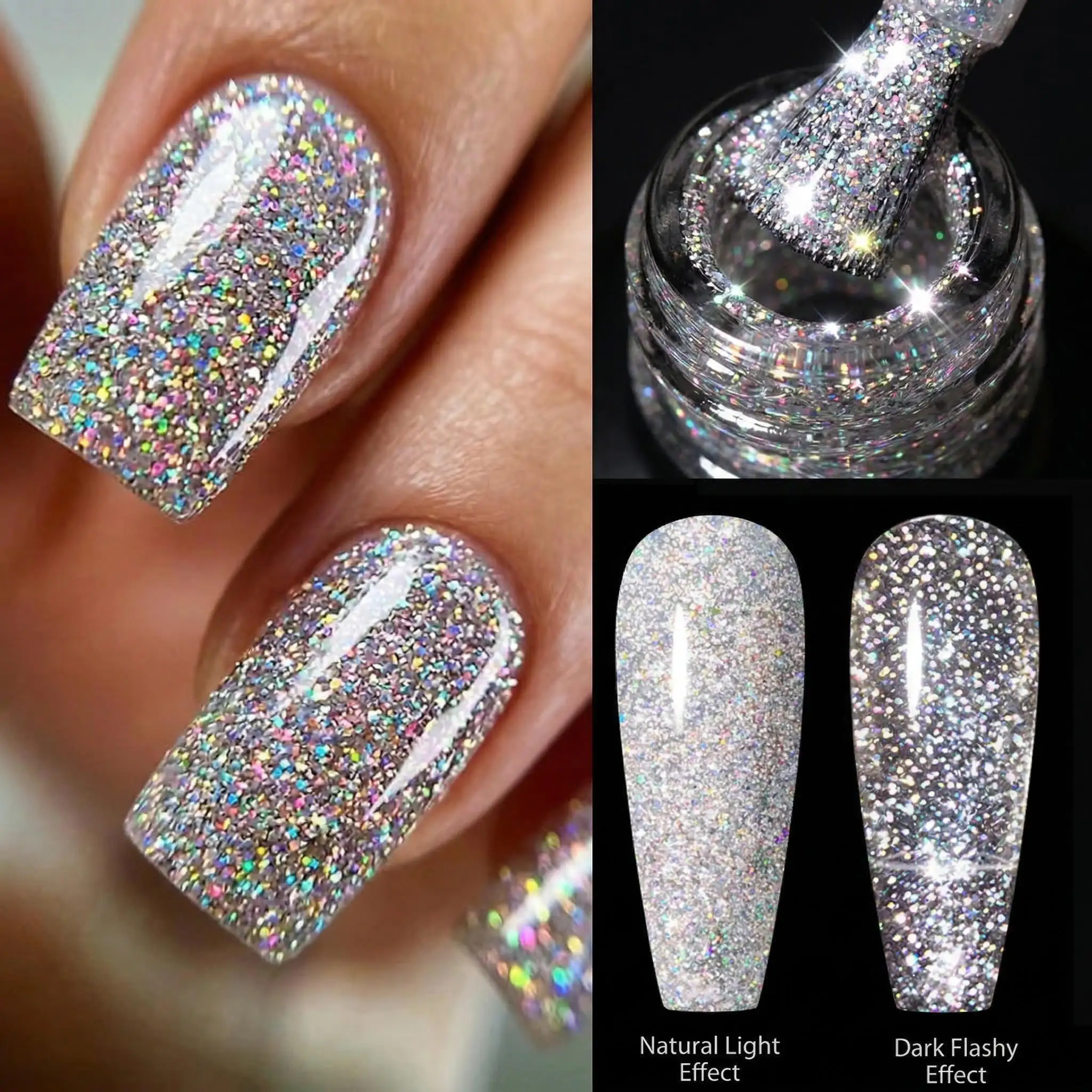 

Heimat Frisch 7ml Translucency Reflective Gel Nail Polish Reflective Glitter Semi Permanent Soak Off UV Gel Nail Art Varnish