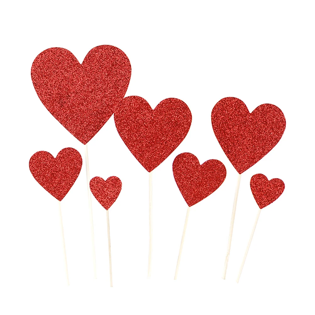 

14Pcs Red Heart Cake Picks Safe Material Cupcake Toppers for Valentine's Day Anniversary Cake Decorating Party Dessert Supplies
