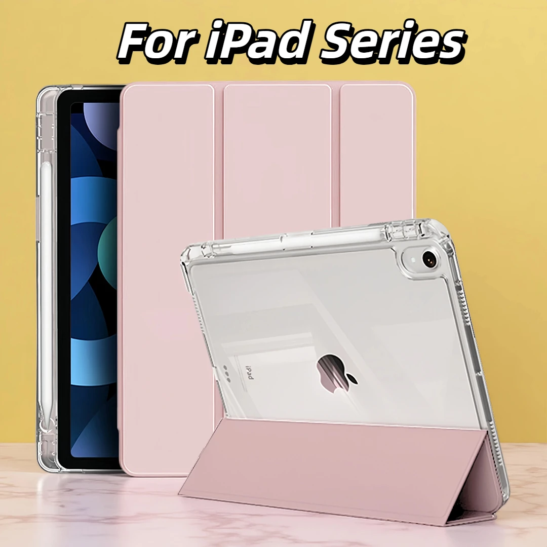 

Прозрачный чехол для iPad 10th 11th Gen 2024 Pro 13 "11" iPad Air 6 7 5 4 3 iPad 10.2 7th 8th 9.7 5th 6th Чехлы с держателем для ручек
