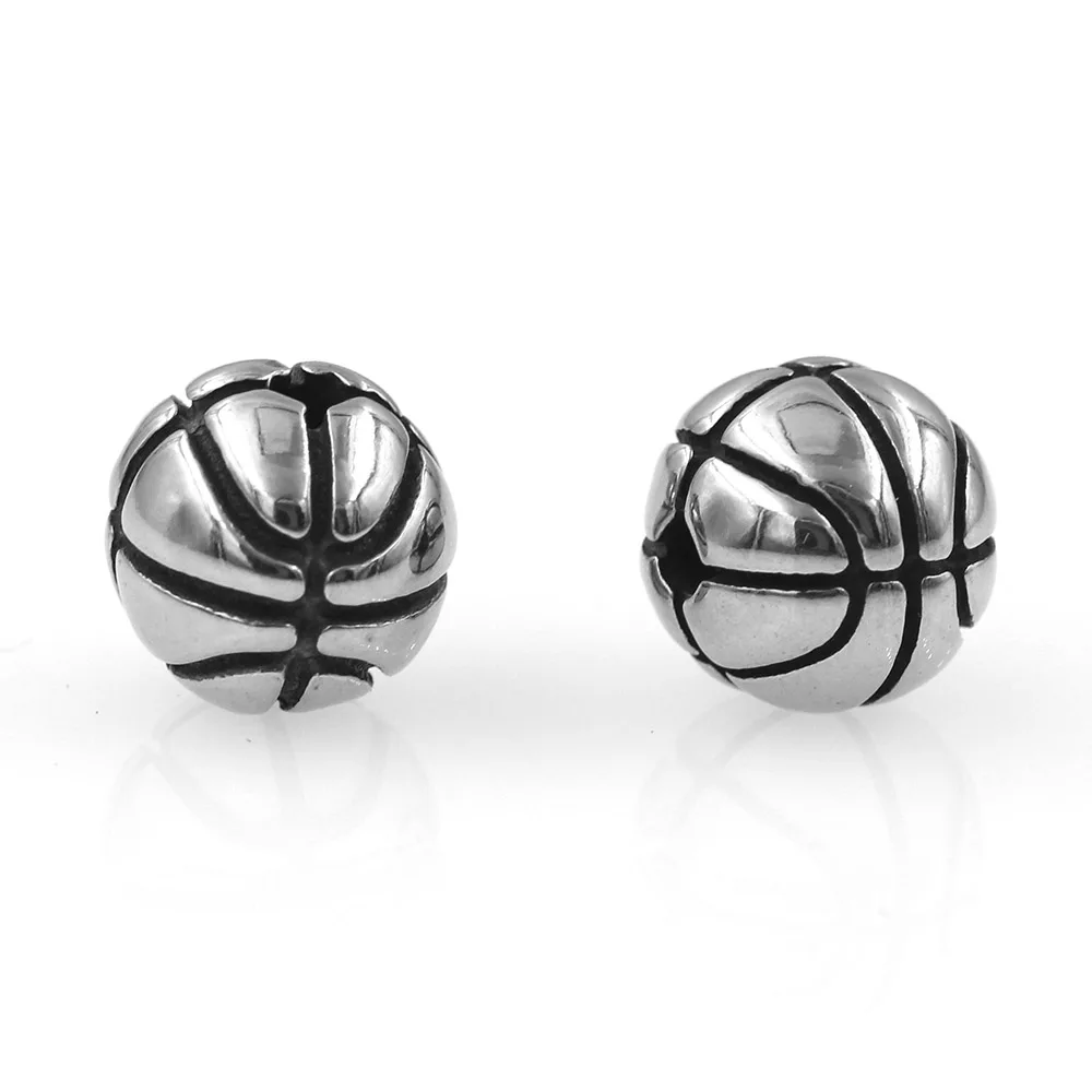 Small Hole Stainless Steel Basketball Beads Sport Ball Spacer Charms DIY Jewelry for Bracelet Necklace Jewelry Making Wholesales