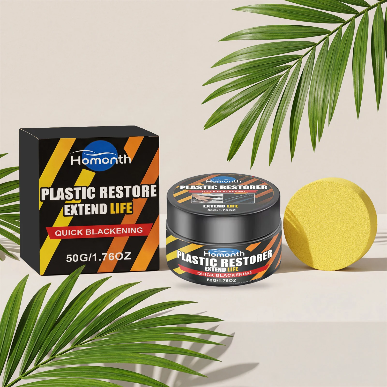 50g Black Trim Restorer for Cars Interior Exterior Trim Scratch Remover Kit Non-Greasy for Restores Faded Plastic Vinyl Rubber