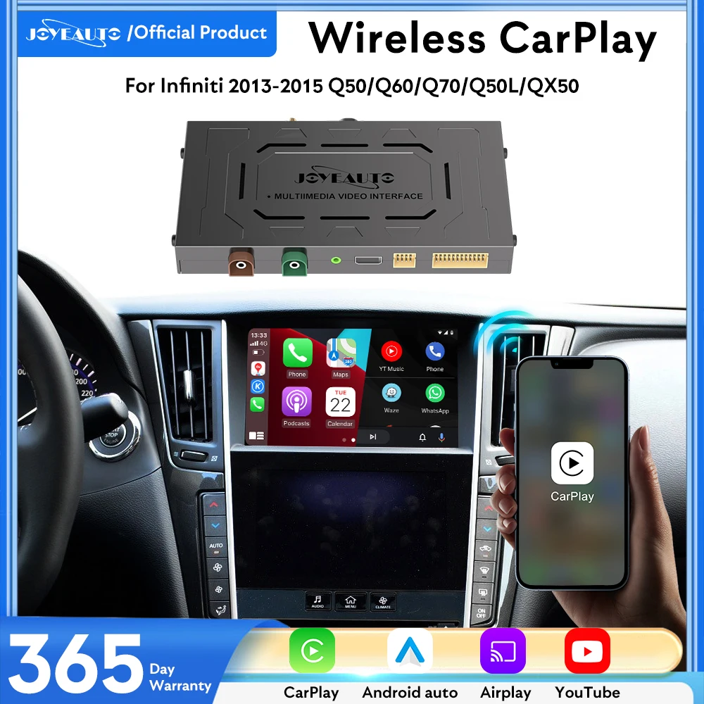 JoyeAuto Wireless Apple Carplay Android Auto-Schnittstelle für Infiniti 2013–2015 Q60 Q70 Q50L QX50 GPS-Navigation YouTube Netflix