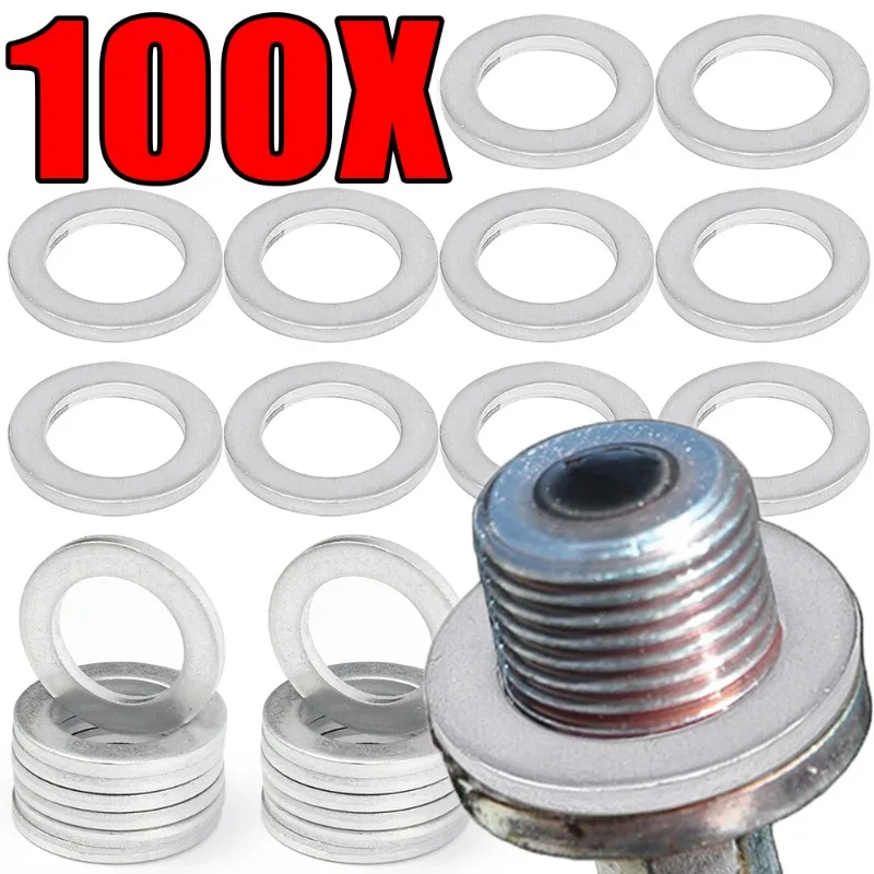 14mm Aluminum Oil Drain Plug Crush Washer Set Non-Slip for Lasting Sealing Car Exterior Accessories for Oil Change Compatible