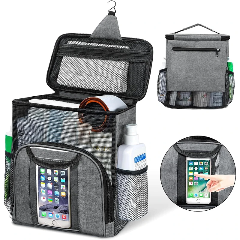 Waterproof Bathroom Organizer Capacity Hanging Toiletry Bag With Handle Multiple Compartments For Quick-drying Shower Caddy