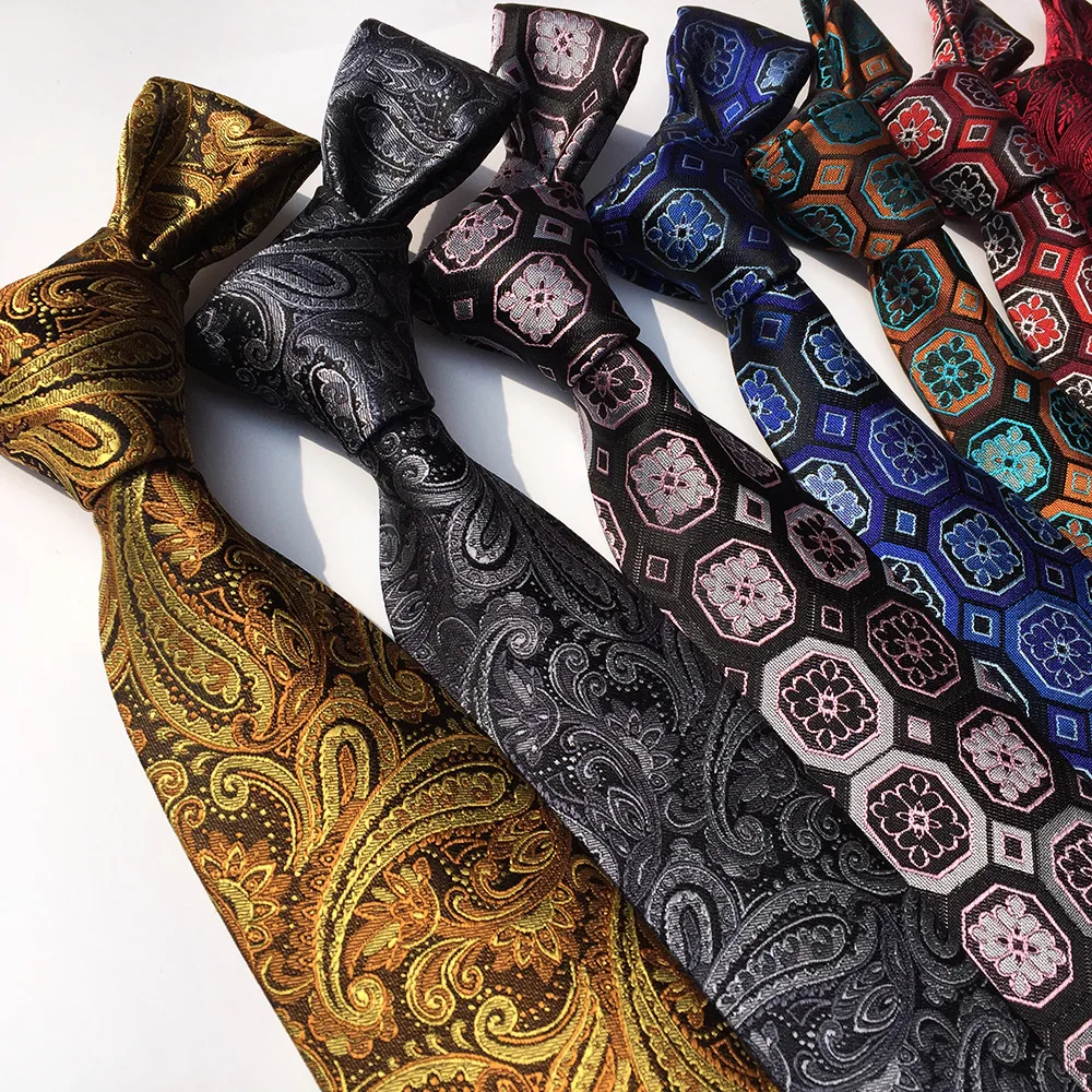 Royal Striped Men Luxury Necktie Paisley Polyester Silk Men's Ties for Weave Tie Suit Accessories Polyester Men's Big Floral Tie