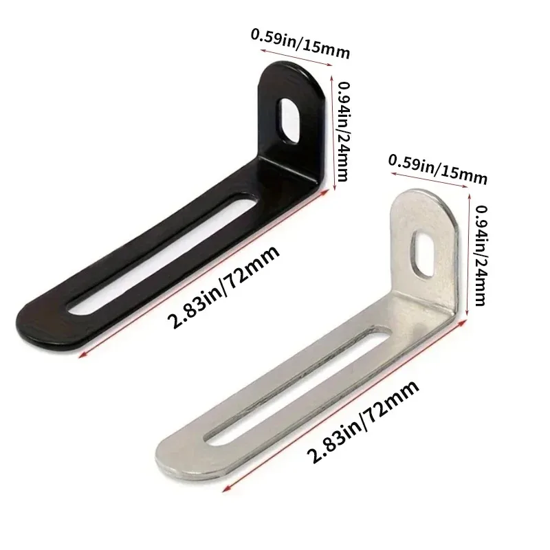 10pcs L-Shaped Adjustable Angle Brackets Black & Silver Furniture Anti-Tilt Bookshelf Hardware Accessories