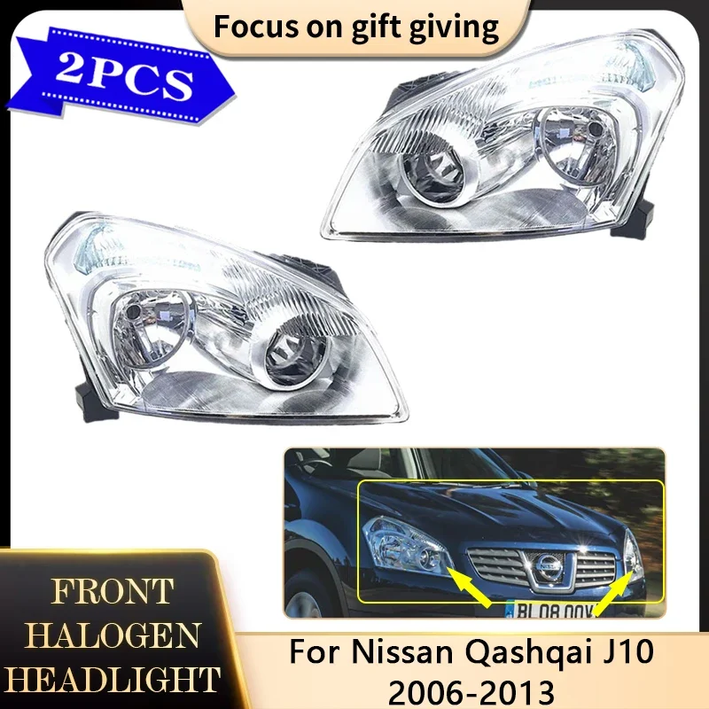 

For Nissan Qashqai J10 2006~2013 Front Halogen Headlights Assembly Clear Lens Running Driver Light Lamp Replacement Accessories