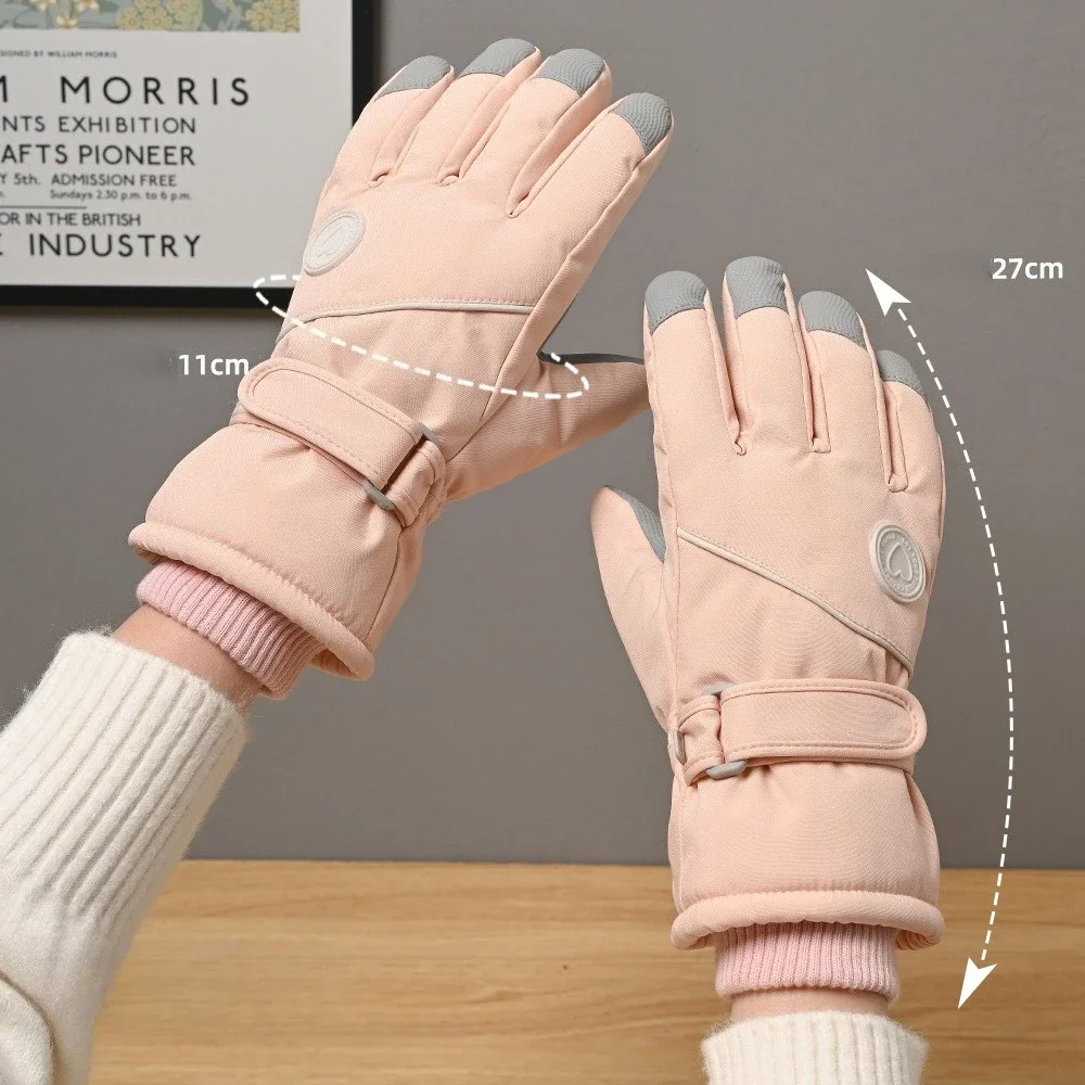 Ski gloves for women winter outdoor cycling warm cold proof with thick velvet windproof and splash proof adult cycling gloves