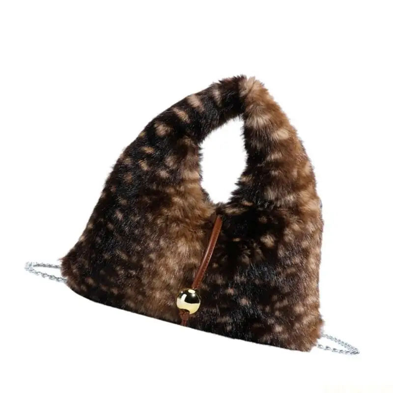

X90D Fuzzy Crossbody Purse Trendy Korean Shoulder Bag Large Capacity Carryall