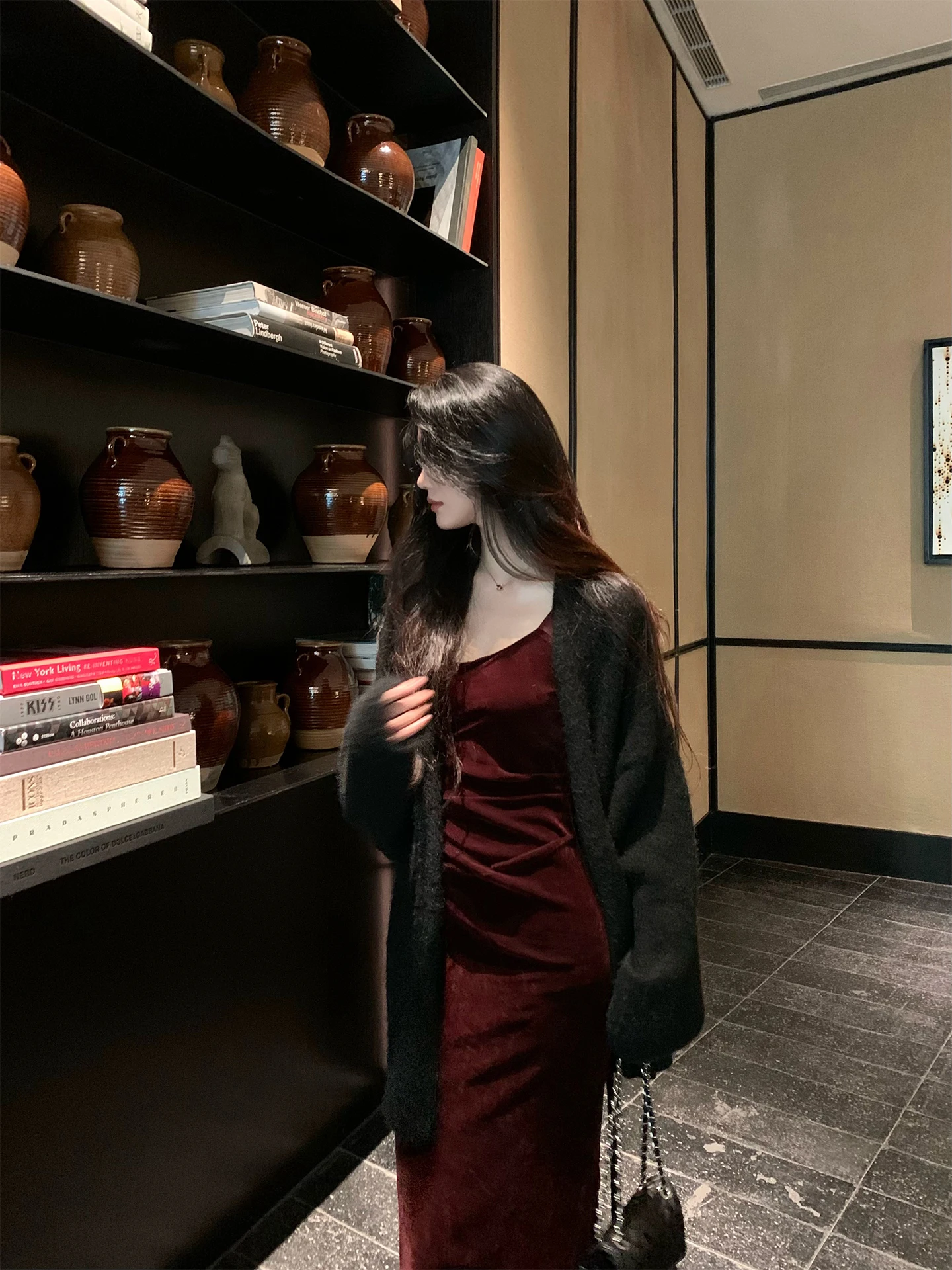 

Norain Bla Woolen Knitted Open Cardigan Women's Autumn Winter Loose Outerwear Belted Waist T Ele Sle Long Sve