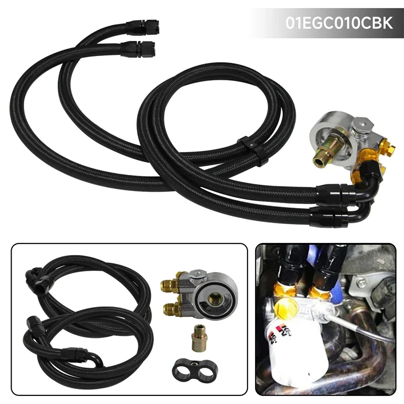 

Oil Hoses Kit Uinversal AN10 80 Degrees C176 F Thermostatic Oil Filter Adapter with 1.4m & 1.6m