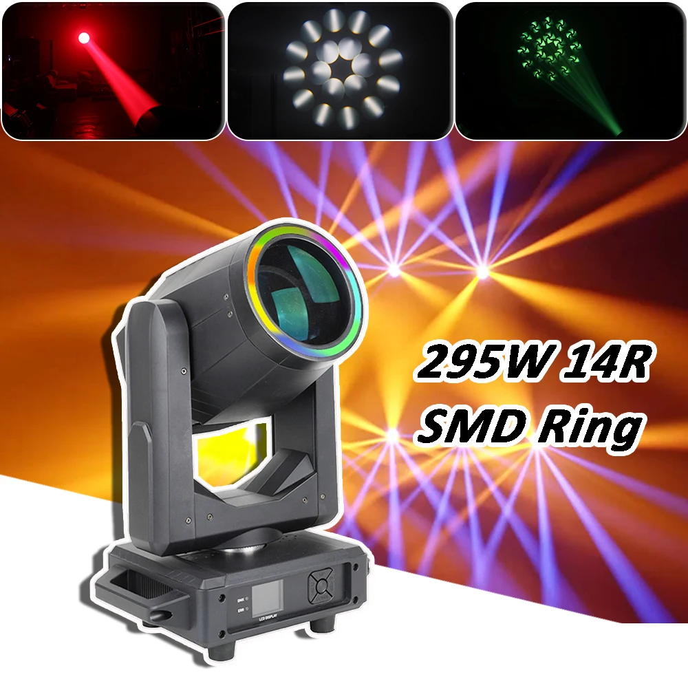 

Yuer Новый 295W 14R движущийся головной фонарь с SMD кольцевым лучом, эффект фокусировки, сцена DMX512 для DJ, дискотеки, вечеринки, свадебного клуба, бара