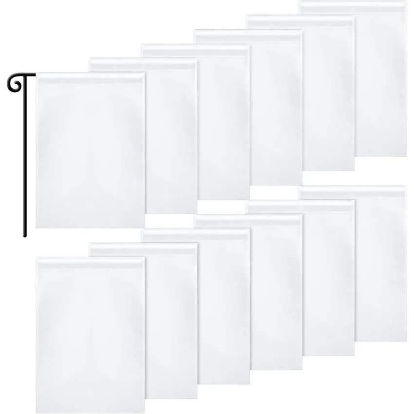 Blank Sublimation Garden Flags 12x18in 12PCS  Polyester DIY Banners for Lawn Yard Courtyard Outdoor Decor