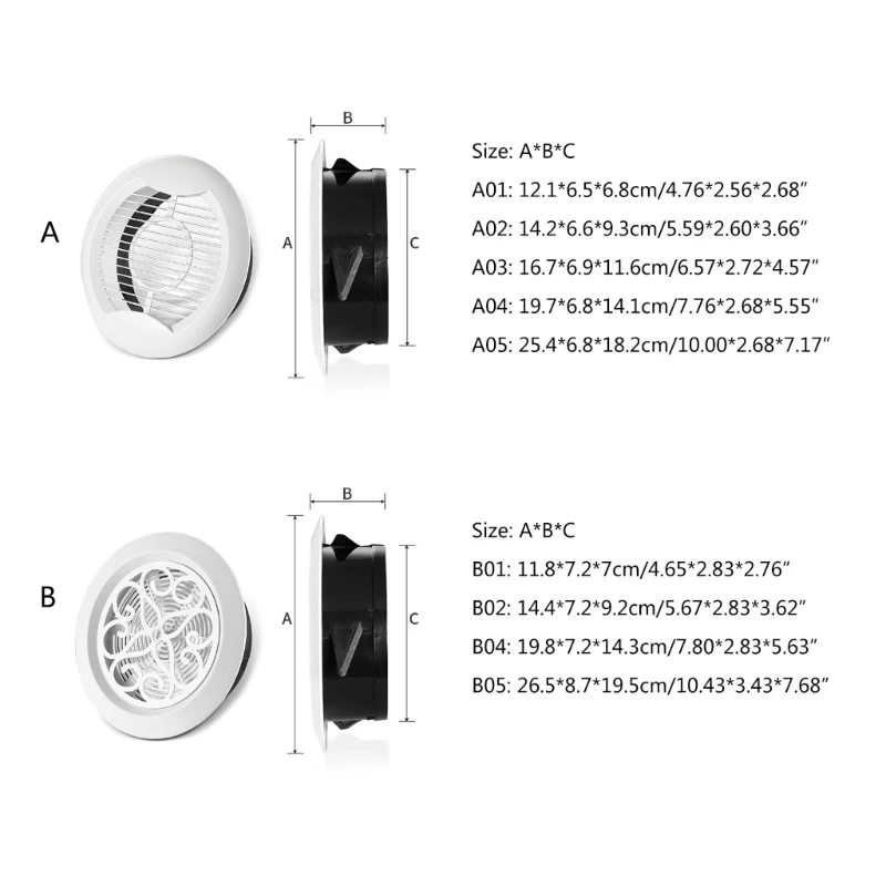 Einstellbare Vent Abdeckung Runde Decke Diffusor Abnehmbare Luft Belüftung Abdeckung Dropship