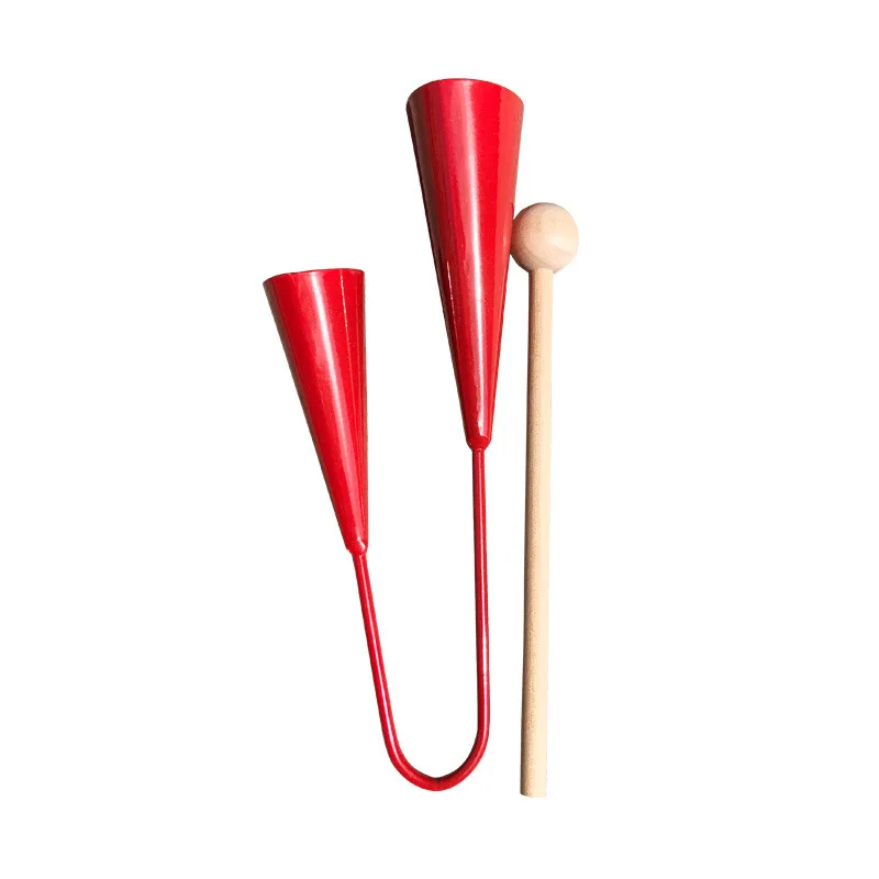

Agogo Bell Kids Musical Instruments Two Tone Steel Handheld Percussion With Wooden Stick For Children Music Education Dual
