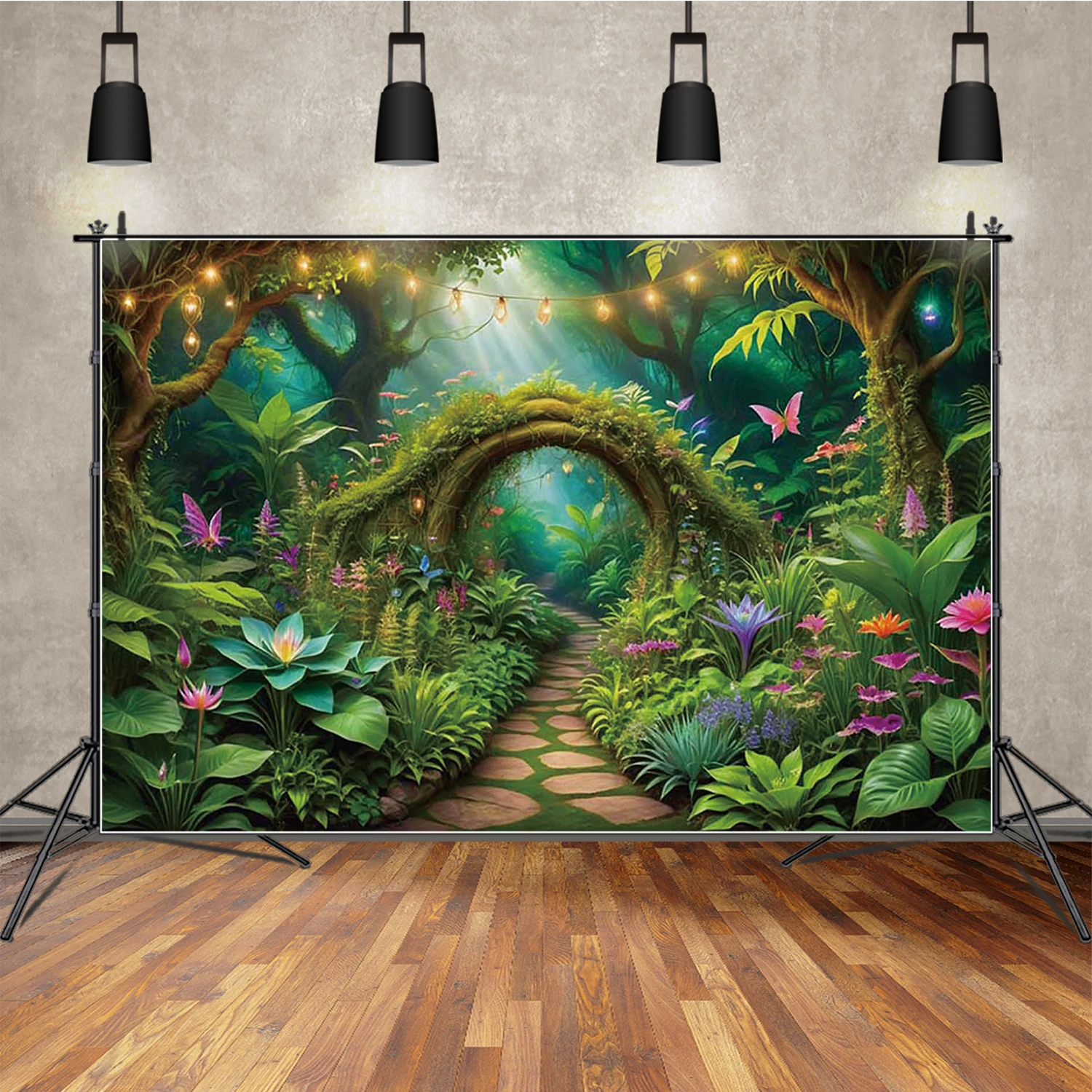 MOON.QG 꽃 요정 배경 공주 성 케이크 스매쉬 아기 소녀 1 생일 사진 배경 꽃 생일 배경