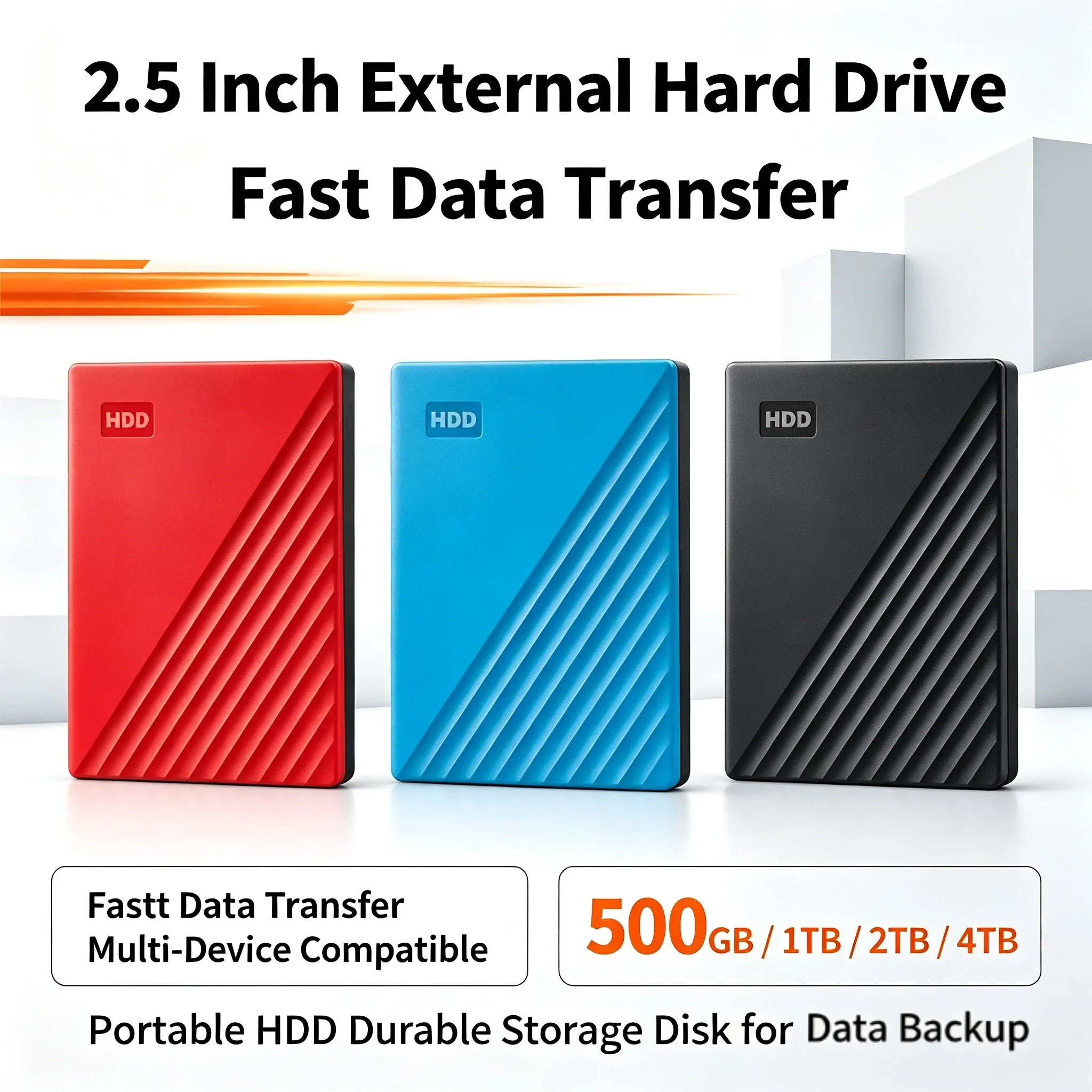 2026 NEW Portable 2.5 Inch External HDD USB 3.0 Fast Data Transfer Multi-Device Compatible Durable Storage Disk for Data Backup
