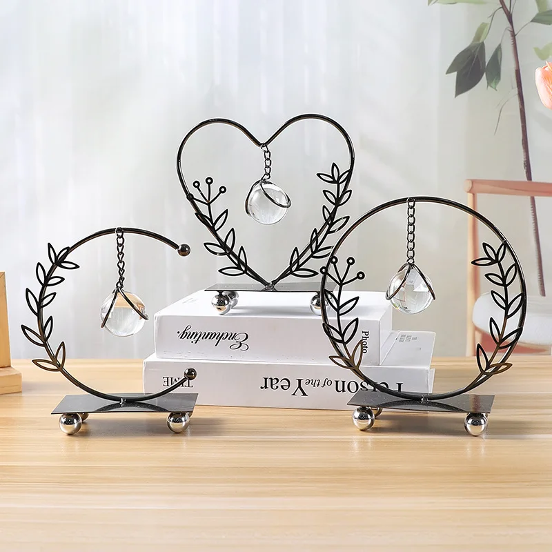 Leaf Decor Crystal Ball Handcrafted Ornament for Living Room TV Cabinet Office Desk