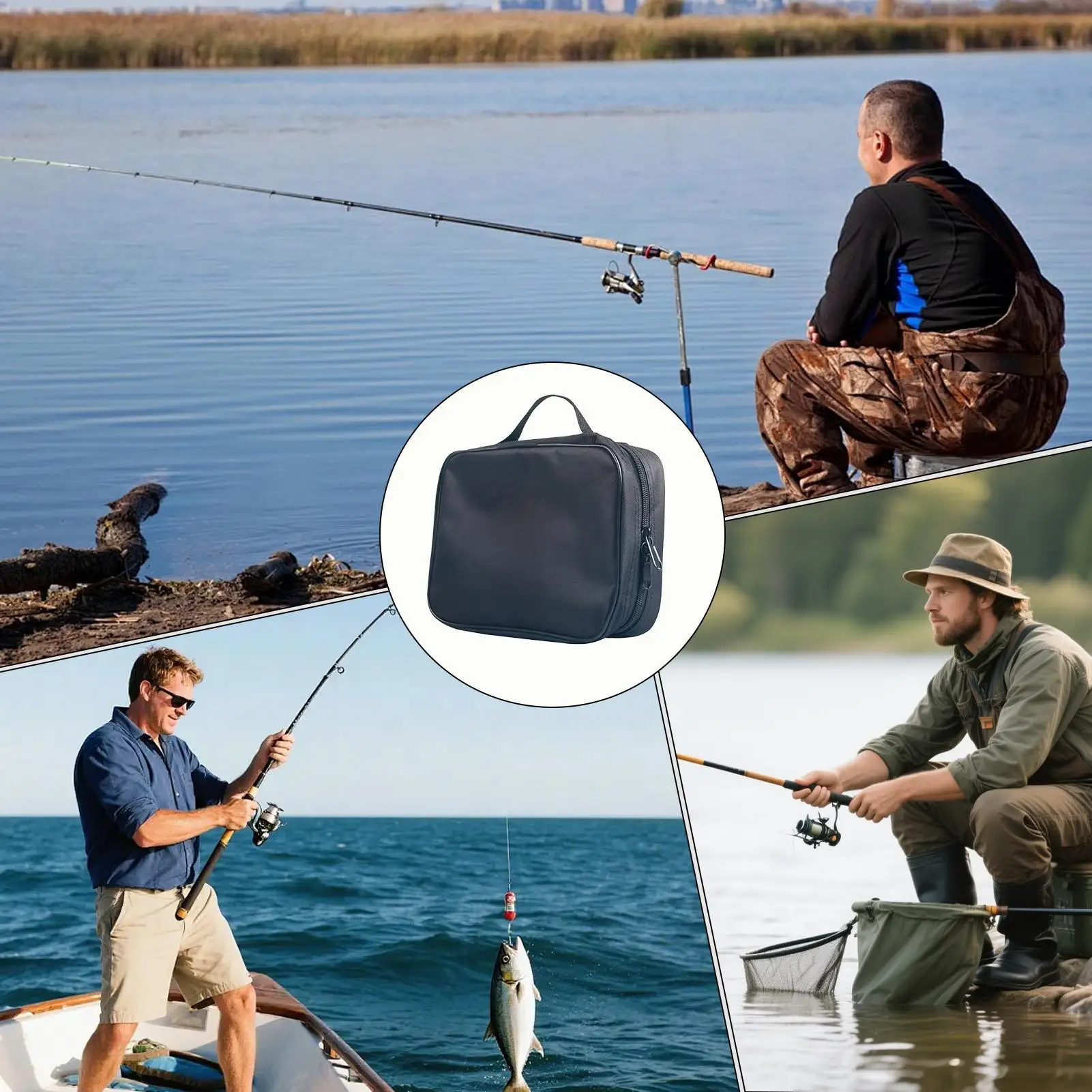 

Tackle Binder With Zipper & Handle Waterproof Portable Storage Soft Bait Organizer Binder Bag For Jigs Lines Leaders Freshwater