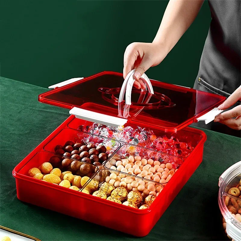 

Dry Fruit Boxes Light Luxury High Appearance Storage Household Fruit Tray with Cover Large Capacity Rotating Snack Box